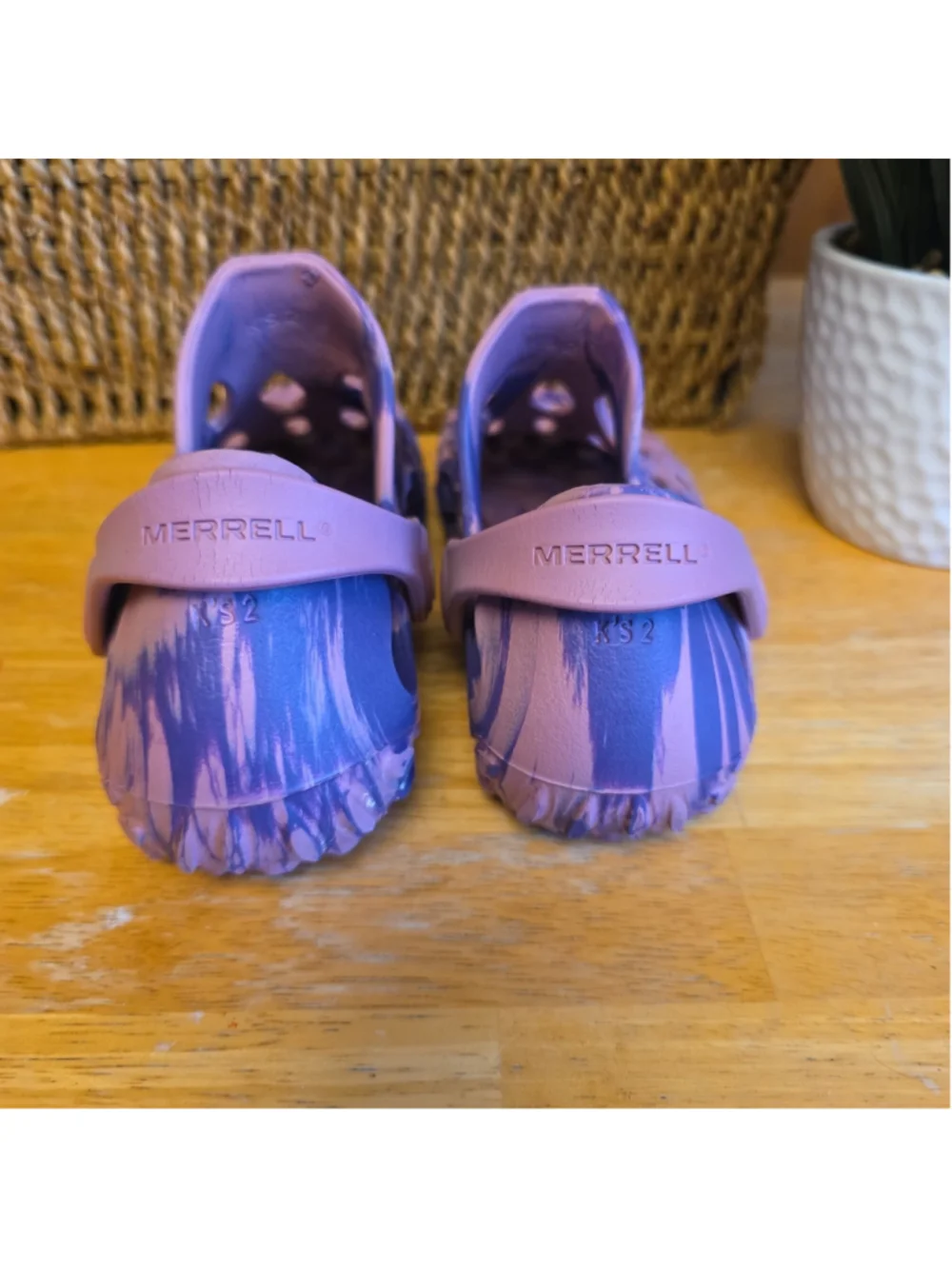 Merrell Hydro Moc Water Clog Sandals Pink Purple Marble Kids Girls Shoes Sz 2Y